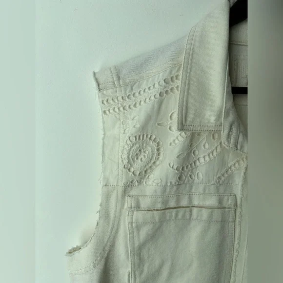 Free People We The Free Embroidered Denim Vest Boho Western Oversized - Picture 4 of 12